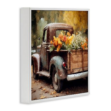 Stupell Home Decor Autumnal Plants Truck Framed Canvas Wall Art