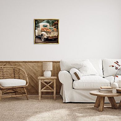 Stupell Home Decor Pumpkin & Gourd Truck Framed Canvas Wall Art