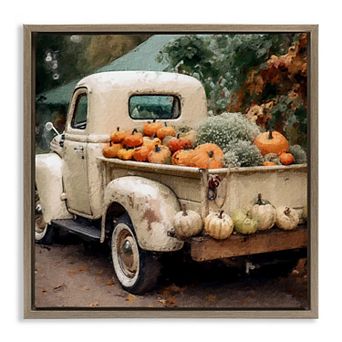 Stupell Home Decor Pumpkin & Gourd Truck Framed Canvas Wall Art