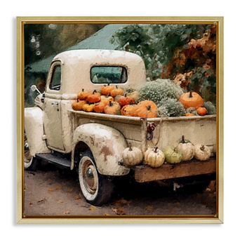 Stupell Home Decor Pumpkin & Gourd Truck Framed Canvas Wall Art