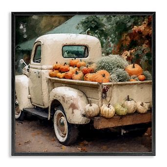 Stupell Home Decor Pumpkin & Gourd Vintage Truck Square Framed Canvas Wall Art