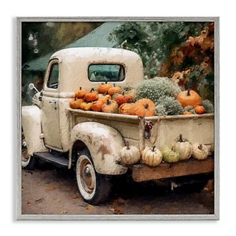 Stupell Home Decor Pumpkin & Gourd Vintage Truck Square Framed Canvas Wall Art