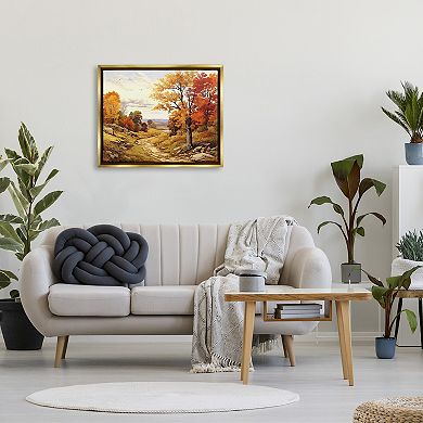 Stupell Home Decor Classic Fall Foliage Metallic Framed Canvas Wall Art