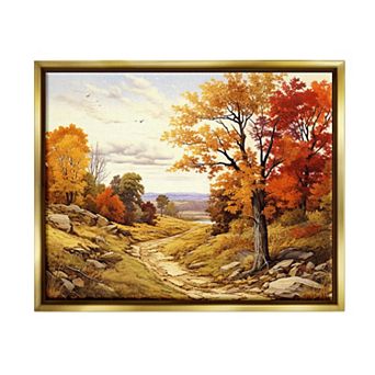 Stupell Home Decor Classic Fall Foliage Metallic Framed Canvas Wall Art