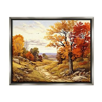 Stupell Home Decor Classic Fall Foliage Metallic Framed Canvas Wall Art