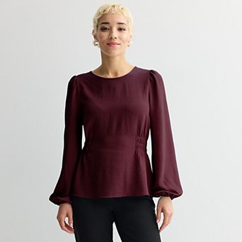 Women's Nine West Cinched Long Sleeve Blouse