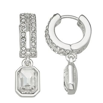 You're Invited Silver-Tone Crystal Hoop Earrings