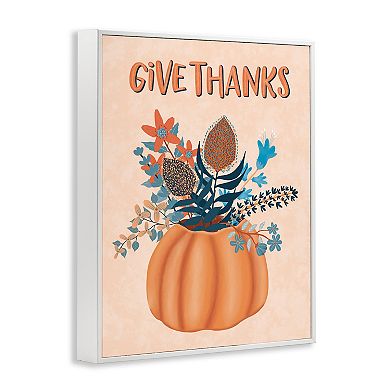 Stupell Home Decor Give Thanks Fall Botanical Blooms Framed Giclee Wall Art
