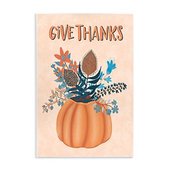 Stupell Home Decor Give Thanks Fall Botanical Blooms Plaque Wall Art