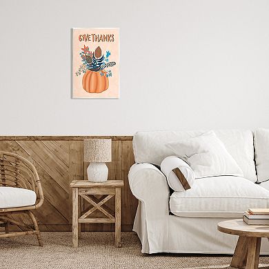 Stupell Home Decor Give Thanks Fall Botanical Blooms Plaque Wall Art