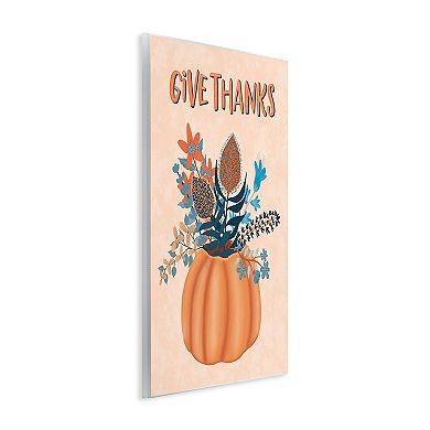 Stupell Home Decor Give Thanks Fall Botanical Blooms Plaque Wall Art