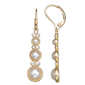 You're Invited Gold Tone Simulated Pearl Linear Earrings