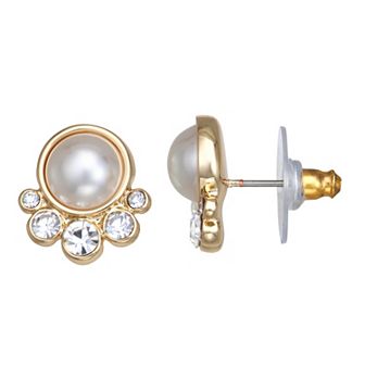 You're Invited Gold Tone Simulated Pearl Stud Earrings