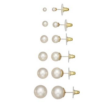 You're Invited 6-Pair Pearl Stud Earring Set