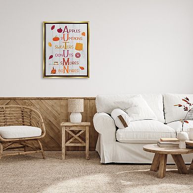 Stupell Home Decor Autumn Letters Framed Canvas Wall Art