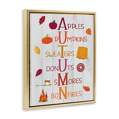 Stupell Home Decor Autumn Letters Framed Canvas Wall Art