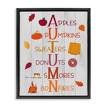 Stupell Home Decor Autumn Letters Framed Canvas Wall Art