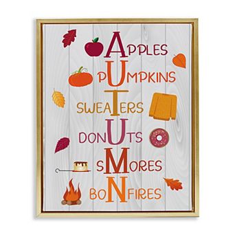 Stupell Home Decor Autumn Letters Framed Canvas Wall Art