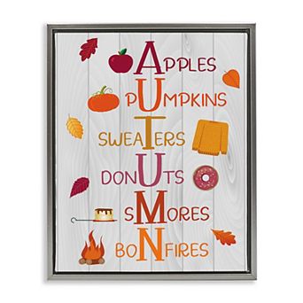 Stupell Home Decor Autumn Letters Framed Canvas Wall Art