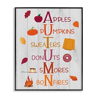 Stupell Home Decor Autumn Letters Framed Giclee Wall Art