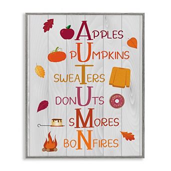 Stupell Home Decor Autumn Letters Framed Giclee Wall Art
