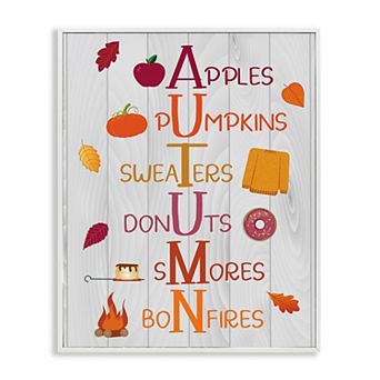 Stupell Home Decor Autumn Letters Framed Giclee Wall Art