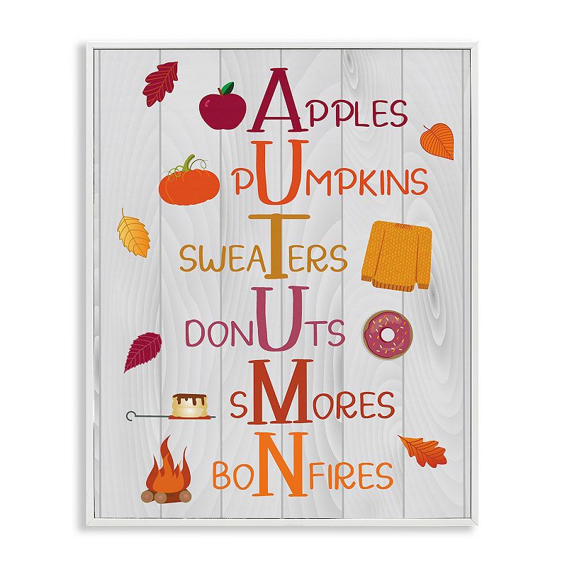 UPC 197081892980 product image for Stupell Home Decor Autumn Letters Framed Giclee Wall Art, White Framed | upcitemdb.com