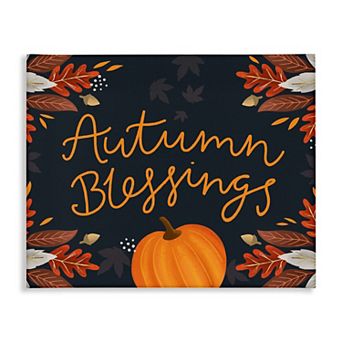 Stupell Home Decor Autumn Blessings Pumpkin Canvas Wall Art