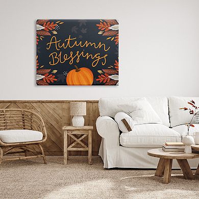 Stupell Home Decor Autumn Blessings Pumpkin Canvas Wall Art