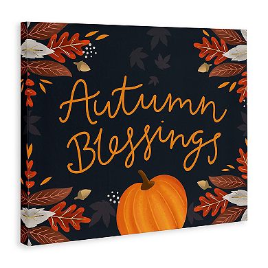 Stupell Home Decor Autumn Blessings Pumpkin Canvas Wall Art