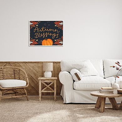 Stupell Home Decor Autumn Blessings Pumpkin Framed Giclee Wall Art