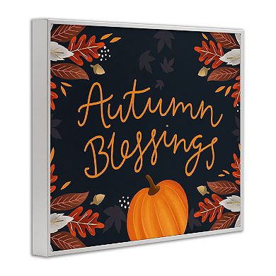 Stupell Home Decor Autumn Blessings Pumpkin Framed Giclee Wall Art