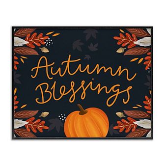 Stupell Home Decor Autumn Blessings Pumpkin Framed Giclee Wall Art