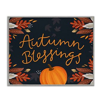 Stupell Home Decor Autumn Blessings Pumpkin Framed Giclee Wall Art