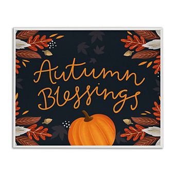 Stupell Home Decor Autumn Blessings Pumpkin Framed Giclee Wall Art