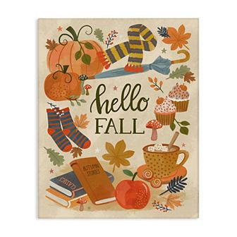 Stupell Home Decor Hello Fall Cozy Autumn Canvas Wall Art