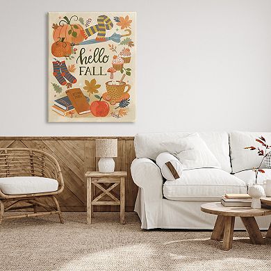 Stupell Home Decor Hello Fall Cozy Autumn Canvas Wall Art