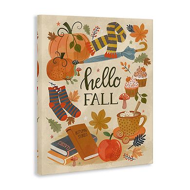 Stupell Home Decor Hello Fall Cozy Autumn Canvas Wall Art