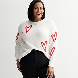 Women's Chelsea & Theodore Long Sleeve Heart Sweater