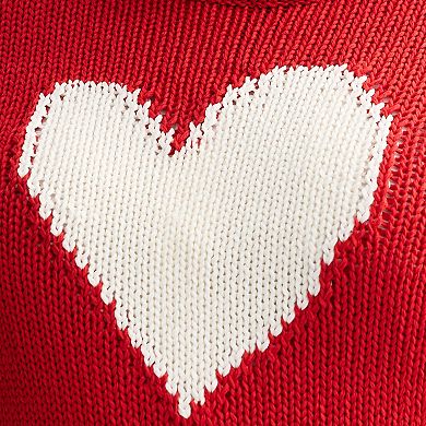 Plus Size Chelsea & Theodore Long Sleeve Crew Neck Heart Sweater