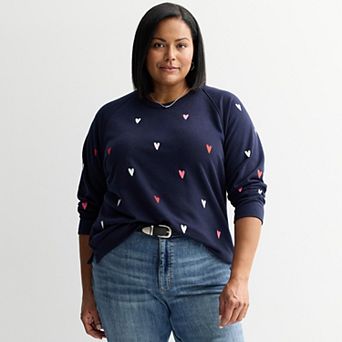 Plus Size Chelsea & Theodore Long Sleeve Embroidered Pullover Sweater