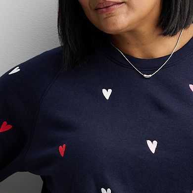 Plus Size Chelsea & Theodore Long Sleeve Embroidered Pullover Sweater