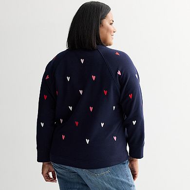 Plus Size Chelsea & Theodore Long Sleeve Embroidered Pullover Sweater