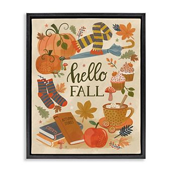 Stupell Home Decor Hello Fall Framed Canvas Wall Art