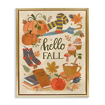 Stupell Home Decor Hello Fall Framed Canvas Wall Art