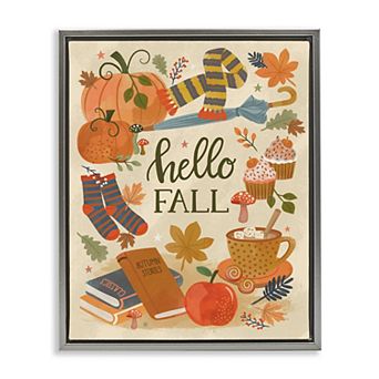 Stupell Home Decor Hello Fall Framed Canvas Wall Art
