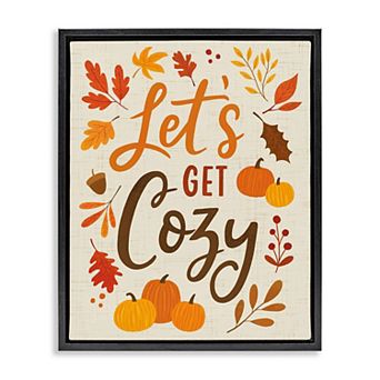 Stupell Home Decor Let's Get Cozy Autumnal Leaf Framed Canvas Wall Art
