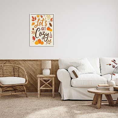 Stupell Home Decor Let's Get Cozy Autumnal Leaf Framed Giclee Wall Art