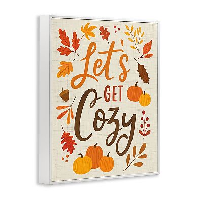 Stupell Home Decor Let's Get Cozy Autumnal Leaf Framed Giclee Wall Art