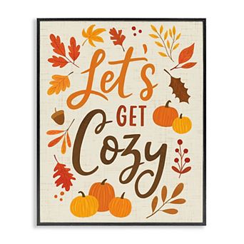 Stupell Home Decor Let's Get Cozy Autumnal Leaf Framed Giclee Wall Art